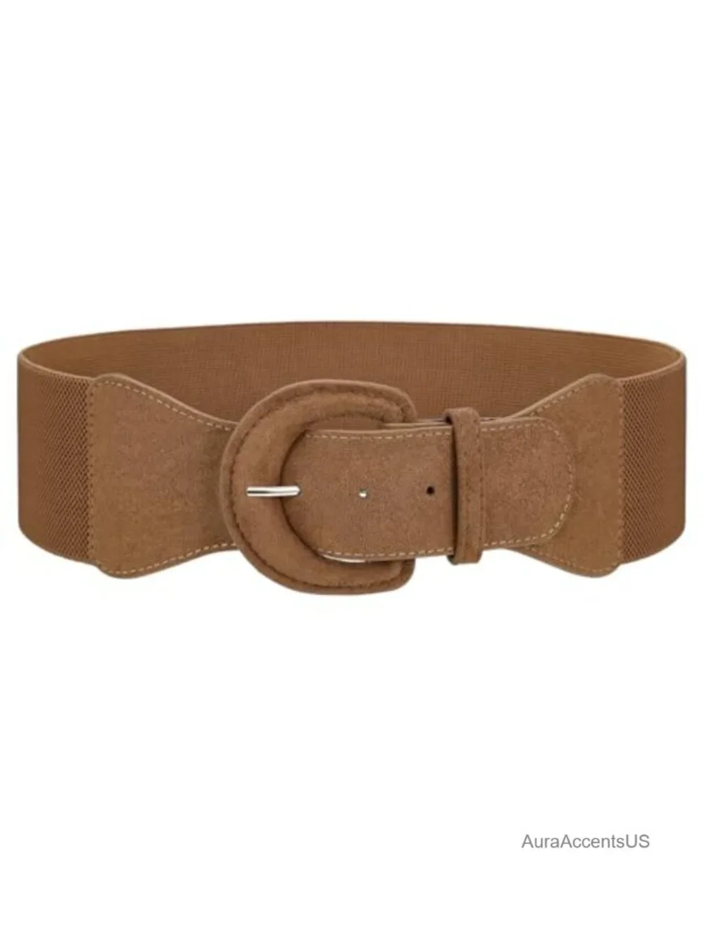 Retro Wide Elastic Stretch Waist Belt, Vintage Chunky Buckle Belt for Dress